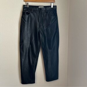 Abercrombie & Fitch Faux Leather Ankle Straight Ultra High Rise Black Pants, 31